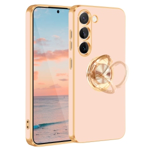 Samsung Galaxy S23 Case, Galaxy S23 Case with 360° Ring Holder Phone Case for Women Girls Slim Kickstand Magnetic Support Car Mount Shockproof Case for Samsung Galaxy S23 6.1", Ros