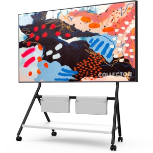FITUEYES Design Corner Floor TV Stand with Mount for 65 70 75 80 85 88 Inch TV, Height Adjustable Mobile TV Stand with Storage Universal Wheel, Shelf and Storage Bag Max VESA 400x8