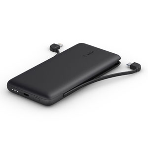 Belkin BoostCharge 10k mAh Power Bank with Lightning Cable & USB-C Cable - Black