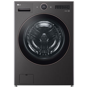 LG 5.8 Cu. Ft. (IEC) Front Load Washer with ThinQ, ColdWash, TurboWash, and Steam - Energy Star (WM6500HBA) - Black Steel