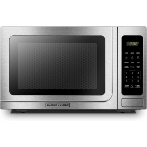 BLACK+DECKER 1.4 Cu.ft Digital Microwave Oven with Turntable Push-Button Door, Child Safety Lock - Stainless Steel (EM036AB14)