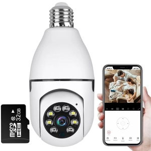 NIERBO WiFi Light Bulb Camera Wireless 1080P Smart Dome Security Cameras 360 Degree Panoramic Cam Home Surveillance Camera System with Night Vision Motion Detection and Alarm