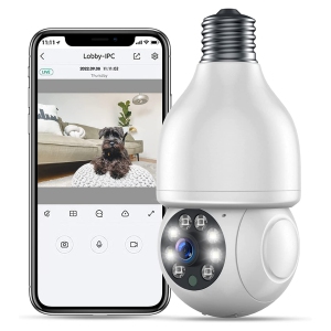 NIERBO HD 4.0MP Light Bulb Security Camera Outdoor Wireless 2.4G WiFi 360 Indoor, 2 Way Audio/Night Vision, Smart Motion Detection