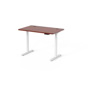 Ergoloop Walnut - White Dual Motor Electric Sit Stand Desk 47" x 29.5" top with 2 segment base