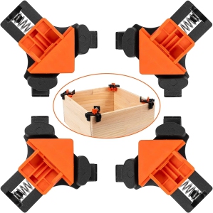 Corner Clamps 90 Degree Right Angle Clamps, 4 PCS Adjustable Woodworking Clamps for Welding, Drilling, Furniture Repair Connection Making Cabinets Photo Frames Crafting Projects