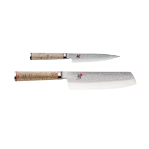 MIYABI 5000 MCD 2 Piece 6.5 inch Nakiri & 5 inch Paring Knife, Brown