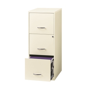 Pemberly Row 3 Drawer Vertical Metal File Cabinet with Lock Pearl White