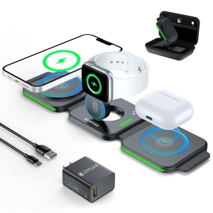 MURPISO 3 in 1 Magnetic Foldable Wireless Charger,Folding Wireless Charging Station for Travel,Wireless Charging Pad Compatible with iPhone 14 13 12 11/Pro/XS/XR/8,AirPods 3/2/Pro,