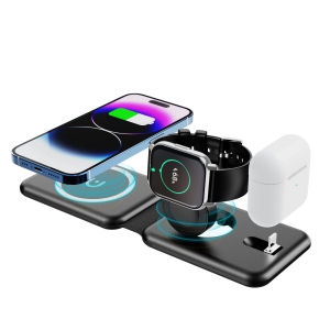 Qoosea 3 in 1 Wireless Charger Inductive Wireless Charger Station Charger with Foldable Wireless Charger for iPhone 14/13/12/11/Pro Max/XR/XS, iWatch 8/7/6/5, Airpods Pro 2/3