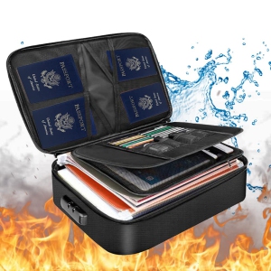 Fireproof Document Bag with Lock, JARAGAR Fireproof Money Bag 3-Layer File Organizer Case with Water-Resistant Zipper, Portable Safe Box for Important File Passport Certificates Le