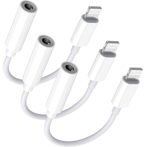 3 Pack Headphone Adapter for iPhone Connects Lightning to 3.5mm Dongle Auxiliary Audio Splitter Cable Compatible with iPhone 7 8 11 11 Pro 12 12 Pro X XR XS XS Max