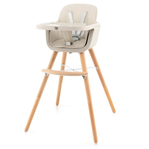 Costway 3 in 1 Convertible Wooden High Chair Baby Toddler Highchair w/ Cushion
