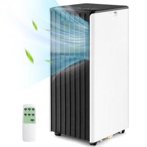 Gymax 3-in-1 Portable Air Conditioner - 8000 BTU (250 sq ft Coverage) - 55dB, Window Kit, Remote - White + Black