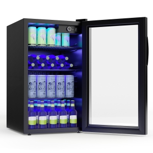 Goplus 120 Can Beverage Refrigerator Beer Wine Soda Drink Cooler Mini Fridge