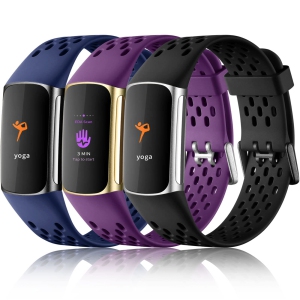Fitbit Charge 5 Bands for Women Men, Breathable and Waterproof Wristband Replacement Bracelet Strap for Fitbit Charge 5 Fitness Tracker Accessories, 3 Packs