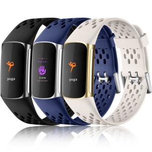 Fitbit Charge 5 Bands for Women Men, Breathable and Waterproof Wristband Replacement Bracelet Strap for Fitbit Charge 5 Fitness Tracker Accessories, 3 Packs
