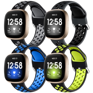 Fitbit Sense 1/2 Bands Fitbit Versa 3/4 Bands Women Men, Breathable Soft Replacement Sport Silicone Wristbands, Band for Fitbit Versa 3/4 and Sense 1/2 Smartwatch, Large Small