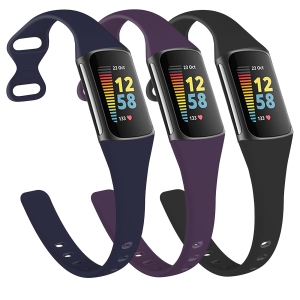 Fitbit Charge 5 Bands Women Men, Adjustable Soft Narrow Silicone Sport Strap Replacement Wristbands for Fitbit Charge 5 Advanced Fitness Tracker