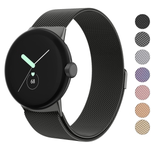 Metal Band Compatible with Google Pixel Watch Bands for Women Men, Stainless Steel Mesh Loop Adjustable Wristband Replacement Strap for Google Pixel Watch Band (Black)