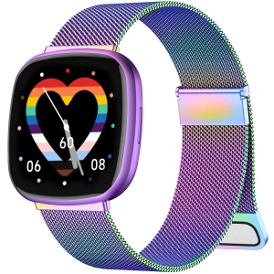 Bands Only Compatible with Fitbit Versa 3/Versa 4 and Fitbit Sense/Sense 2 Smartwatch, Stylish Fashionable Stainless Steel Milanese Metal Loop Wristbands Replacement Bands for Wome