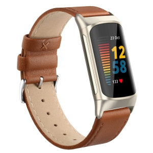 Genuine Leather Band Compatible with Fitbit Charge 5 Bands for Women Men, Soft Slim Breathable Genuine Leather Replacement Strap Sport Wristband for Fitbit Charge 5 Activity Tracke