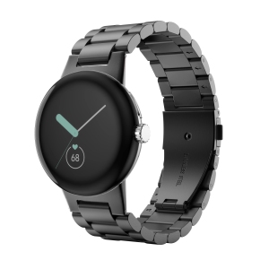 MoKo Metal Band Compatible with Google Pixel Watch Smartwatch, Stainless Steel Replacement Watch Straps Wristband with Link Remover Tool for Women Men, Black