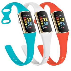 Fitbit Charge 5 Bands Women Men, Adjustable Soft Narrow Silicone Sport Strap Replacement Wristbands for Fitbit Charge 5 Advanced Fitness Tracker