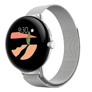 Kakurookie Compatible for Google Pixel Smart Watch Bands Women Men, Stainless Steel Magnetic Metal Strap Quick Release Replacement Wristband Bracelet Milanese Sport Loop for Google