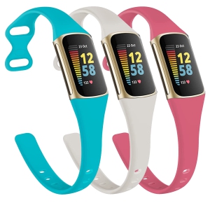 Fitbit Charge 5 Bands Women Men, Adjustable Soft Narrow Silicone Sport Strap Replacement Wristbands for Fitbit Charge 5 Advanced Fitness Tracker