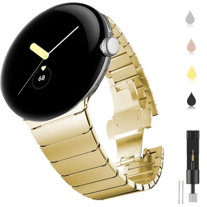 Miimall Compatible with Google Pixel Watch Band Men Women, Stainless Steel Metal with Butterfly Clasp Replacement Bracelet Strap for Google Pixel Watch