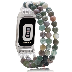 Fitbit Charge 5 Bands Natural Gemstone Beaded Handmade Adjustable Bracelet Replacement Bands for Women Girls