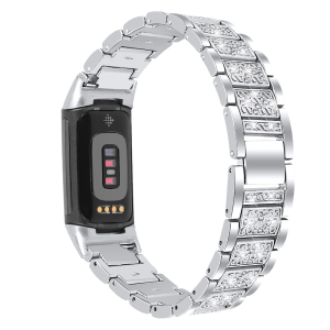 Fitbit Charge 5 Bands, Dressy Metal Bracelet Luxurious Rhinestone Replacement Wristband Strap for Women
