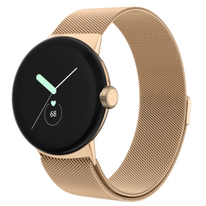 Metal Band Compatible with Google Pixel Watch Bands for Women Men, Stainless Steel Mesh Loop Adjustable Wristband Replacement Strap for Google Pixel Watch Band (Rose Gold)