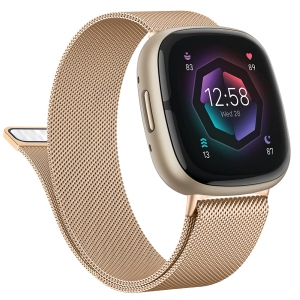 Metal Band for Fitbit Sense 2 / Sense Bands, Fitbit Versa 4 / Versa 3 Bands Women Men, Stainless Steel Mesh Magnetic Replacement Bracelet Strap Compatible for Fitbit Sense 2 / Vers