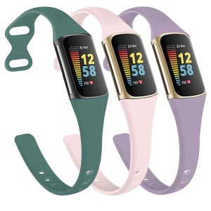 Fitbit Charge 5 Bands Women Men, Adjustable Soft Narrow Silicone Sport Strap Replacement Wristbands for Fitbit Charge 5 Advanced Fitness Tracker