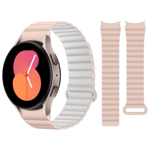 HITZEE Bands Compatible with Samsung Galaxy Watch 4 Band 40mm 44mm Galaxy Watch 5, 20mm Silicone Magnetic Loop Sport Strap Bracelet for Galaxy Watch 4 Classic/Watch 5 Pro, Pink Bei