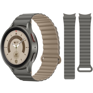 HITZEE Bands Compatible with Samsung Galaxy Watch 4 Band 40mm 44mm Galaxy Watch 5, 20mm Silicone Magnetic Loop Sport Strap Bracelet for Galaxy Watch 4 Classic/Watch 5 Pro, Gray Cof