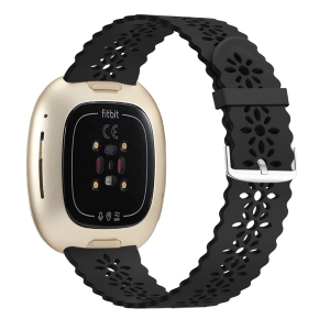Lace Silicone Band Compatible with Fitbit Versa 3/ Versa 4 Bands Women Men, Breathable Slim Hollow-out Sports Smart Replacement Band for Fitbit Versa 3 Smart Watch