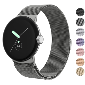 Metal Band Compatible with Google Pixel Watch Bands for Women Men, Stainless Steel Mesh Loop Adjustable Wristband Replacement Strap for Google Pixel Watch Band (Space Gray)