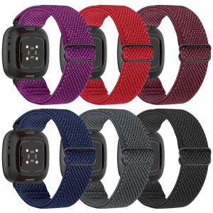 Enkic Adjustable Elastic Watch Bands Compatible with Fitbit Versa 4/Fitbit Versa 3/Fitbit Sense 2/Fitbit Sense Bands for Men Women, 6 Pack Soft Nylon Loop Strap Stretchy Sport Repl