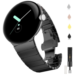 Miimall Compatible with Google Pixel Watch Band Men Women, Stainless Steel Metal with Butterfly Clasp Replacement Bracelet Strap for Google Pixel Watch
