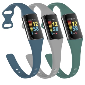 Fitbit Charge 5 Bands Women Men, Adjustable Soft Narrow Silicone Sport Strap Replacement Wristbands for Fitbit Charge 5 Advanced Fitness Tracker