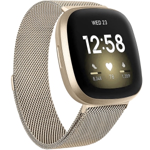 jQMUHLC Stainless Steel Bands for Fitbit Versa 3/Sense and Fitbit Sense 2/Versa 4 Smartwatch for Women Men, Stylish Adjustable Dressy Milanese Metal Loop Magnetic Bracelet Strap, C