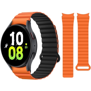 HITZEE Bands Compatible with Samsung Galaxy Watch 4 Band 40mm 44mm Galaxy Watch 5, 20mm Silicone Magnetic Loop Sport Strap Bracelet for Galaxy Watch 4 Classic/Watch 5 Pro, Orange B