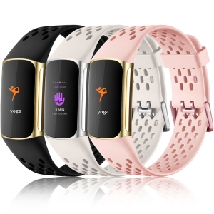 Fitbit Charge 5 Bands for Women Men, Breathable and Waterproof Wristband Replacement Bracelet Strap for Fitbit Charge 5 Fitness Tracker Accessories, 3 Packs