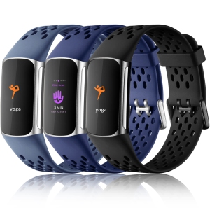 Fitbit Charge 5 Bands for Women Men, Breathable and Waterproof Wristband Replacement Bracelet Strap for Fitbit Charge 5 Fitness Tracker Accessories, 3 Packs