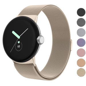 Metal Band Compatible with Google Pixel Watch Bands for Women Men, Stainless Steel Mesh Loop Adjustable Wristband Replacement Strap for Google Pixel Watch Band (Champagne Gold)