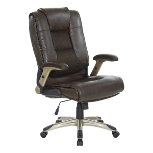 Chaise en cuir bondé Executive à Espresso avec des armoiries enrobées de cacao