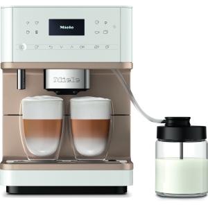 Miele CM 6360 Milk Perfection Countertop Automatic Espresso & Coffee Machine - Lotus White with Clean Steel Metallic Finish - 2 Year Warranty