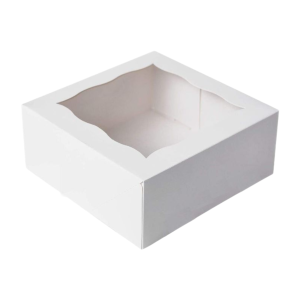 Easy Popup White Window Cake / Bakery Box 16″ x 16″ x 6″ - 25 pack